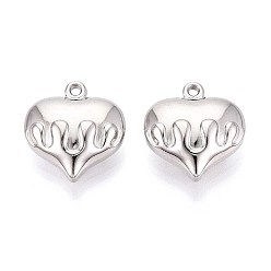 Нержавеющая Сталь Цвет 304 из нержавеющей стали сердце кулоны, не тускнеет, цвет нержавеющей стали, 21x20x9 мм, отверстие : 1.8 мм