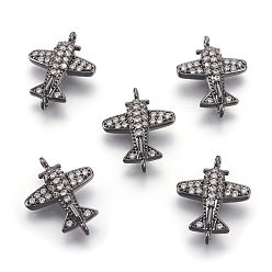 Черный Цвет Металла Латунные микро проложить кубических ссылки циркония, без свинца, без кадмии и без никеля, пропеллер самолета, металлический черный , 12.5x16.5x3 мм, отверстие : 0.8 мм