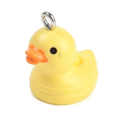Утка Милые подвески из непрозрачной смолы, с железной платиной петлей, утка, 18.5x19x12.5 мм, отверстие : 2 мм