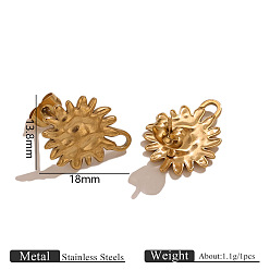 Цветок 304 Выводы серьги из нержавеющей стали шпилька, золотые, с петлей, цветок, 18x13.8 мм