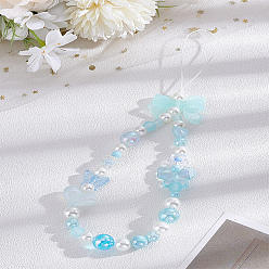 Blue 1Pc Resin Mobile Straps, Bowknot, Blue, 210mm