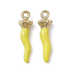 Желтый Ионное покрытие (ip) 304 подвески из нержавеющей стали, с эмалью, реальный 18 k позолоченный, рог изобилия / итальянский рог корничелло амулеты, желтые, 19.5x5.5x4.5 мм, отверстие : 1.4 мм
