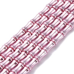 Pink Electroplate Glass Beads Strands, Bamboo, Pink, 8x4.5mm, Hole: 0.8mm, about 50pcs/strand, 15.75''(40cm)