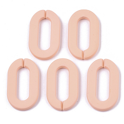 Light Salmon Opaque Spray Painted Acrylic Linking Rings, Quick Link Connectors, for Cable Chains Making, Unwelded, Oval, Light Salmon, 36x21x4mm, Inner Diameter: 24x8mm