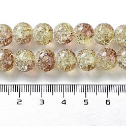 Light Khaki Spray Painted Crackle Glass Beads Strands, Round, Two Tone, Light Khaki, 10mm, Hole: 1.3~1.6mm, about 80pcs/strand, 31.4 inch