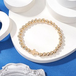 Light Gold Ccb пластиковые бусины эластичные браслеты, крест ювелирные изделия браслеты для женщин мужчин, золотой свет, внутренний диаметр: 2-1/4 дюйм (5.85 см)