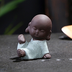 Light Blue Ceramics Buddhist Monk Statue, for Home Office Feng Shui Ornament, Light Blue, 45x48mm
