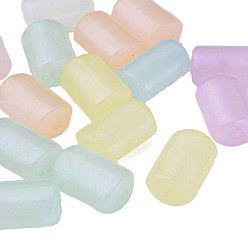 Mixed Color Opaque Acrylic Beads, Glitter Beads, Column, Mixed Color, 18x12x8.5mm, Hole: 2.5mm, about 320pcs/500g