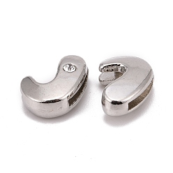 Letter J Letter Slider Beads for Watch Band Bracelet Making, Platinum Plated Alloy Crystal Rhinestone Slide Charms, Cadmium Free & Nickel Free & Lead Free, Letter.J, 11~13x9~11.5x4~5mm, Hole: 7.5~8x1mm