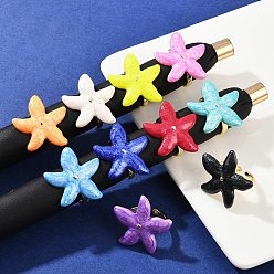 Морская звезда Латунные эмалевые регулируемые манжеты для женщин, реальный 18 k позолоченный, без кадмия, без никеля и без свинца, разноцветные, морская звезда, звезды: 29x30.5 мм, внутренний диаметр: регулируемый