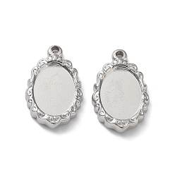 Нержавеющая Сталь Цвет Не тускнеет 304 подвеска из нержавеющей стали кабошон, овальные, цвет нержавеющей стали, лоток : 14x10 мм, 23x14x3 мм, отверстие : 1.8 мм