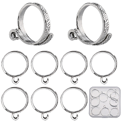 Ring 10шт. манжетные кольца из сплава, петли вязания крючком, держатель нитенаправителя, античное серебро, полоса, внутренний диаметр: 17.6 мм