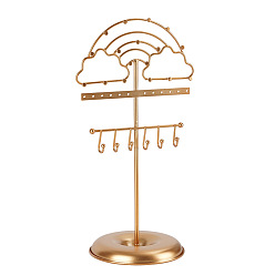 Радуга Креативные витрины для хранения железных ювелирных изделий с подносом, Настольное украшение для ювелирных изделий для браслета, Ожерелье, Серьги, хранение косметики, золотые, радуга, 14x35 см