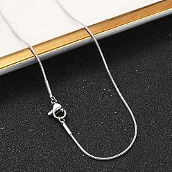 Нержавеющая Сталь Цвет Устойчивые к потускнению классические простые 304 ожерелья из нержавеющей стали для мужчин и женщин в виде змеиной цепи, цвет нержавеющей стали, 17.7 дюйм (45 см), 0.9 мм