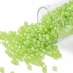 (164F) Transparent AB Frost Lime Green Тохо 8/0 круглые бусины, японский бисер, (164 f) прозрачный ab морозно-салатовый, 3 мм, отверстие : 1 мм, Около 222 шт / 10 г