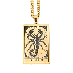 Скорпион 304 ожерелья с подвесками Таро из нержавеющей стали, кабель ожерелья цепи, Скорпион, 23.23~24.21 дюйм (59~61.5 см)