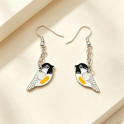 Colorful Alloy Enamel Dangle Earrings, Bird, Colorful, 30mm