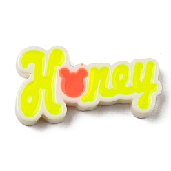 Желтый Кабошоны из непрозрачной смоляной эмали, слово мед, желтые, 22x42x5 мм