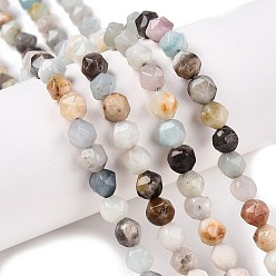 Flower Amazonite Натуральный цветок амазонитовые бусины пряди, круглые, граненые, 5.5~6x5.5~6.5 мм, отверстие : 1 мм, около 60~62 шт / нитка, 14.17~14.88'' (36~37.2 см)