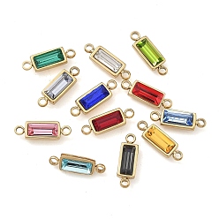 (52) Непрозрачная лаванда 12 шт. 12 цвета, камень по знаку зодиака 304 соединительные подвески из нержавеющей стали со стразами, трапециевидные подвески, реальный 14 k позолоченный, разноцветные, 13.5x4.5x4 мм, отверстие : 1.1 мм, 1 шт / цвет