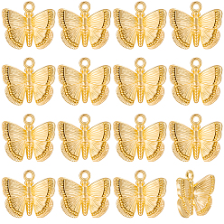 Настоящее золото 18K 16 латунные подвески шт., без кадмия, без никеля и без свинца, бабочка, реальный 18 k позолоченный, 10x11x3 мм, отверстие : 1 мм