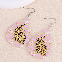 Teardrop Подвески из акрила с пасхальным принтом, платина, слеза, 72x39 мм