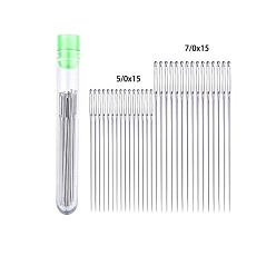 Нержавеющая Сталь Цвет Иглы из нержавеющей стали, тупые иглы с большим ушком, для вышивки крестом, вязание, вышивка лентами, с пластиковой бутылкой для хранения, цвет нержавеющей стали, 50~70 мм, 2 стили, 15 шт / стиль, 30 шт / комплект