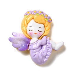 Лиловый Непрозрачная смола декодирует кабошоны, ангел, сирень, 52x50x10 мм