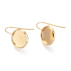 Золотой 304 нержавеющей стали серьги крюков, плоско-круглые, золотые, лоток : 14 мм, 24.5~25x16 мм, 21 датчик, штифты : 0.7 мм