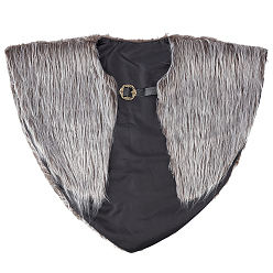 Серый Воротник из искусственного меха в стиле викингов с пряжкой для ремня., средневековый рыцарский наплечник воинский плащ, серые, 1000x680x3 мм