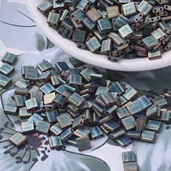 (TL2008) Матовый Металлический Патина Ирис Миюки тила бусины, японский бисер, 2-луночное, (тл 2008) матовый ирис с патиной, 5x5x1.9 мм, Отверстие: 0.8 мм, о 118 шт / бутылка, 10 г / бутылка