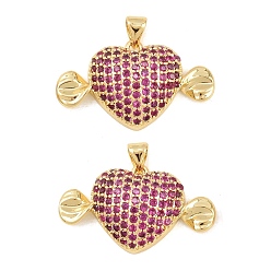 Сердце Латунные микро проложить кубического циркония подвески, конфетная тематика, долговечный, стойки покрытие, без свинца и без кадмия, реальный 18 k позолоченный, сердце, 17x29x7.5 мм, отверстие : 4x3 мм