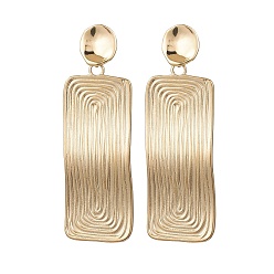 Настоящее золото 18K 304 из нержавеющей стали болтаться серьги, с медными контактами, прямоугольные, реальный 18 k позолоченный, 58x19 мм