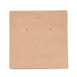 Цвет Древесины Пустые карточки для демонстрации сережек из крафт-бумаги, квадратный, деревесиные, 8x8x0.05 см, отверстие : 1.5 мм