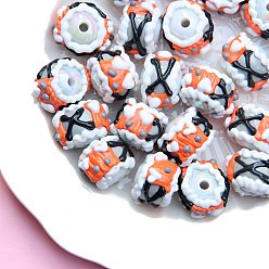 Оранжевый Непрозрачные акриловые бусины, бусины ручной работы, Эмаль стиле, рондель, оранжевые, 18~23 мм