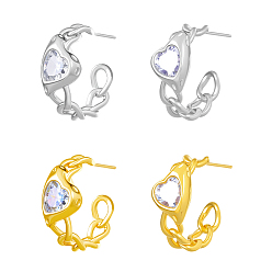 (52) Непрозрачная лаванда 2 пары 2 серьги-гвоздики из цветного сплава со стразами, сердце, разноцветные, 21.5x8.5 мм, 1 пара / цвет