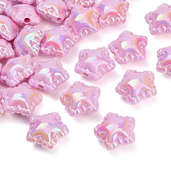 Pearl Pink Plating Opaque Acrylic Beads, Star, Pearl Pink, 18x19.5x10.5mm, Hole: 2.5mm