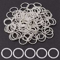 Silver Iron Linking Rings, Textured, Round Ring, Unwelded, Silver Color Plated, 12mm