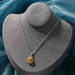 Tennis Ожерелья из цинкового сплава с подвеской в виде спортивного мяча со стразами и подсолнухом, с эмалью, платина, большой теннис, 16.38 дюйм (41.6 см)