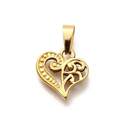 Золотой 304 прелести нержавеющей стали, шарма сердца, золотые, 13.5x13.5x3 мм, отверстие : 3x5 мм