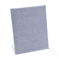 Гейнсборо Деревянные покрытые бархатом стенды для сережек с наклонной спинкой, прямоугольный органайзер для украшений для хранения серег, светло-серые, 20.4x8~8.4x24.2 см