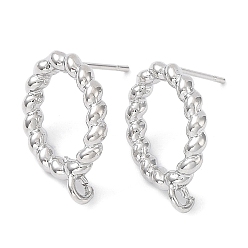 Платинированный Изделия из латуни, без кадмия, без никеля и без свинца, с вертикальной петлей, овальные, Реальная платина, 18.5x12.5 мм, отверстие : 1.6~1.8 мм, штифты : 0.7 мм