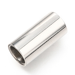 Stainless Steel Color Tarnish Resistant 304 Stainless Steel Magnetic Clasps with Glue-in Ends, Column, Stainless Steel Color, 16x8mm, Hole: 6mm