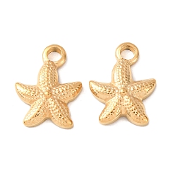 Настоящее золото 18K 304 подвески из нержавеющей стали, ионное покрытие (ip), прелести морская звезда, реальный 18 k позолоченный, 13.5x10x3 мм, отверстие : 1.6 мм