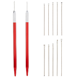 Нержавеющая Сталь Цвет Набор инструментов для укоренения волос кукол, включить крючок для вязания, игла, аксессуары для инструментов для кукол, цвет нержавеющей стали, 34x0.7 мм