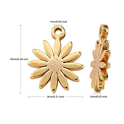 Real 18K Gold Plated Brass Charms, Nickel Free, Flower, Real 18K Gold Plated, 10x8x1mm, Hole: 1mm