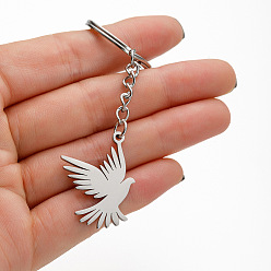 Нержавеющая Сталь Цвет Не тускнеет 201 брелок-подвеска в виде птицы из нержавеющей стали, подвеска на рюкзак для автомобиля в подарок, цвет нержавеющей стали, 3x2 см