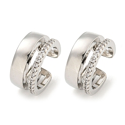 Платина Серьги-манжеты из циркония, для женщин, платина, 14x7 мм