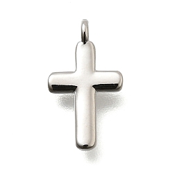 Платина Латунные подвески, крестик, долговечный, без свинца и без кадмия, стойки покрытие, платина, 13x7.5x1.5~2.5 мм, отверстие : 1 мм