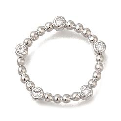 Ring Стойка покрытие латунь прозрачный кубический цирконий соединительные кольца, платина, без свинца и без кадмия, долговечный, кольцо, 17.5x2 мм